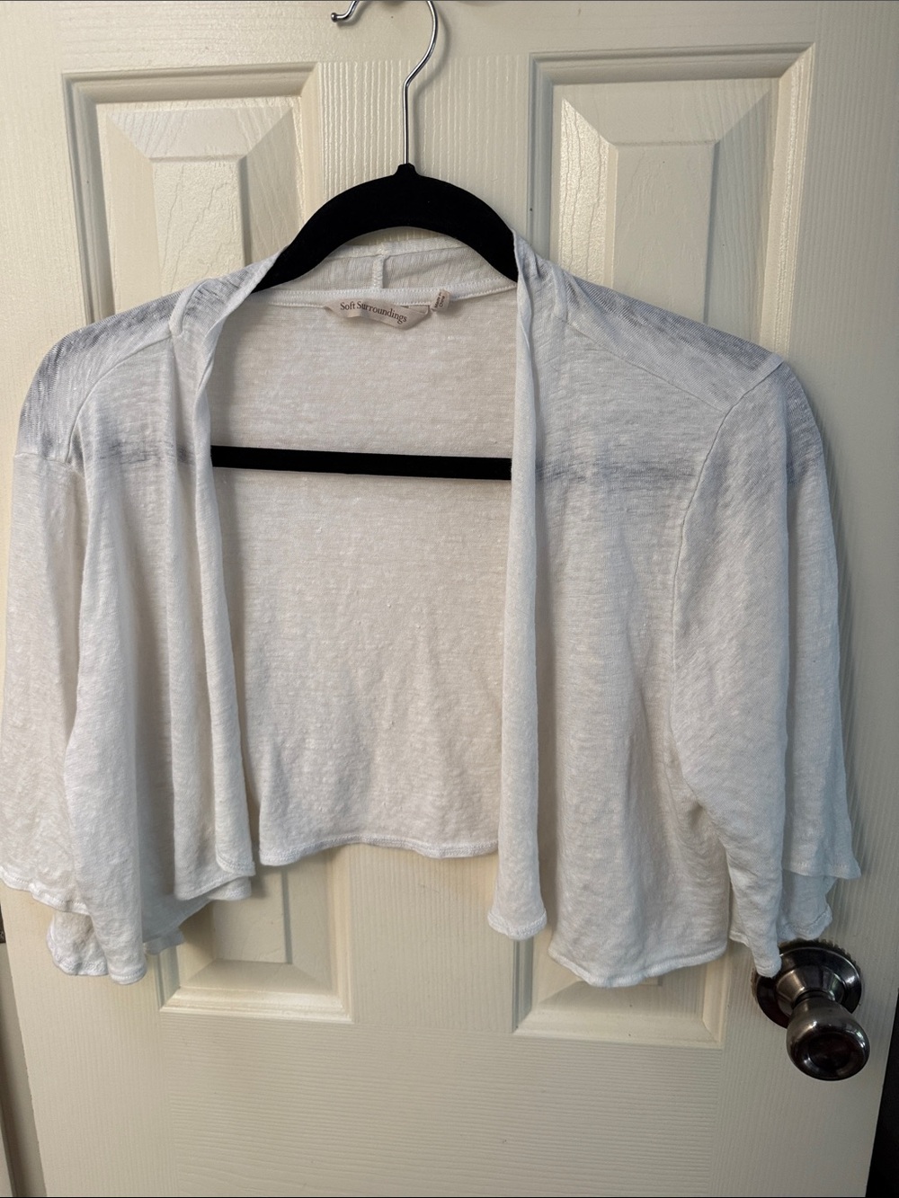 Soft Surroundings S White Open-Front Cropped Shrug S1